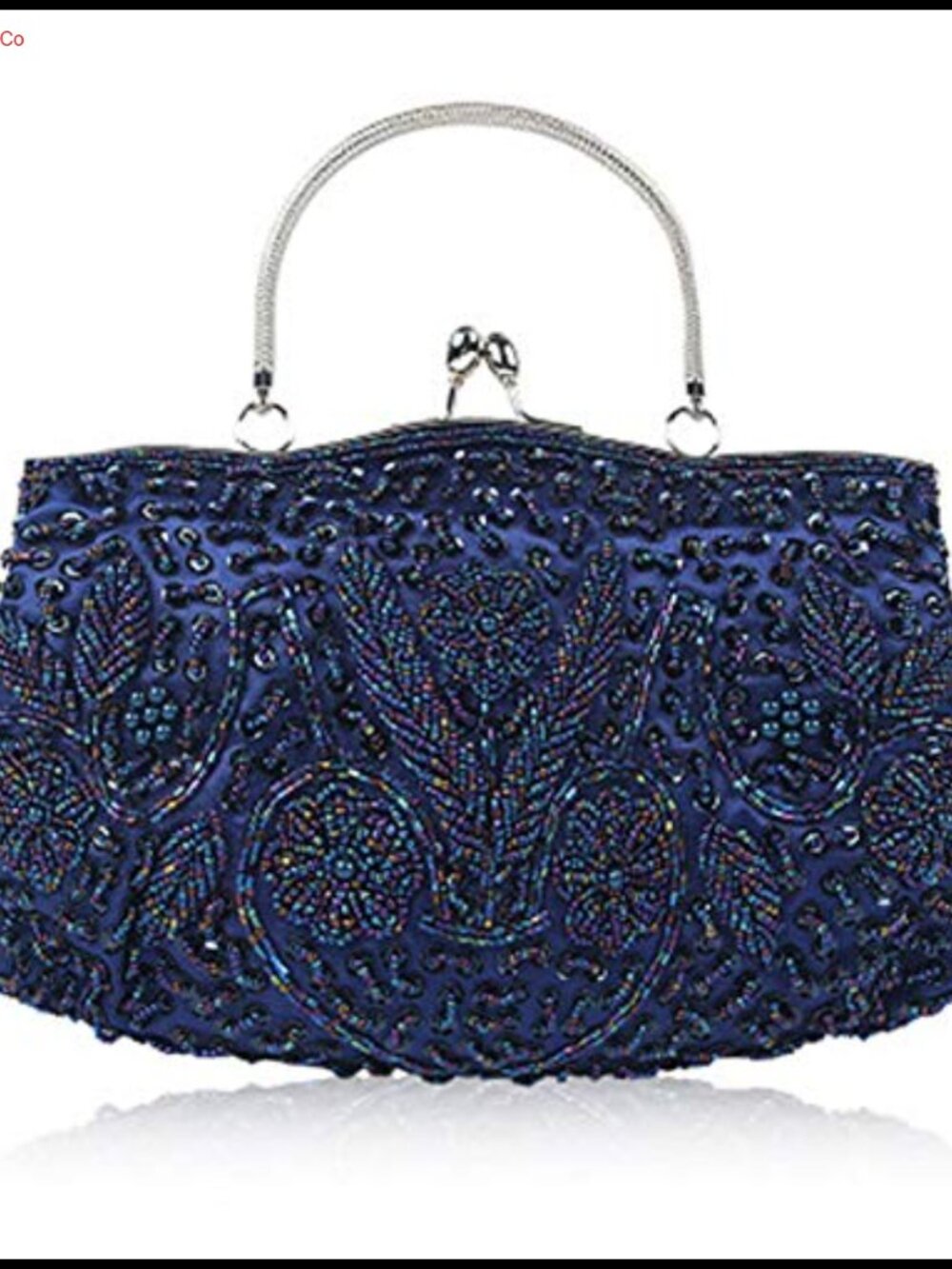 Beaded Sequin Flower Evening Clutch Wristlet Large Purse